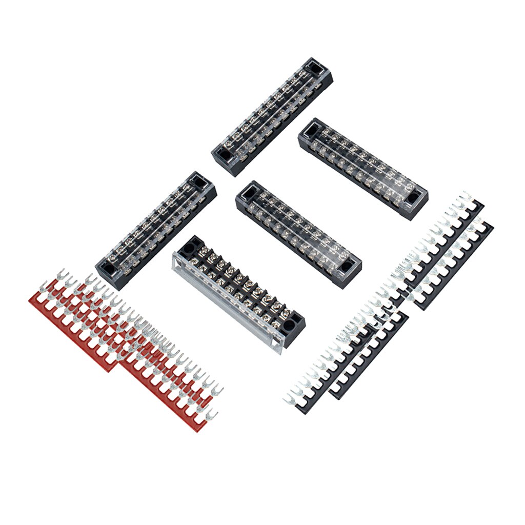 5 Stuks Dual Row 10P Schroef Barrier Terminal Block Met Vork Type Terminal Barrier Strips