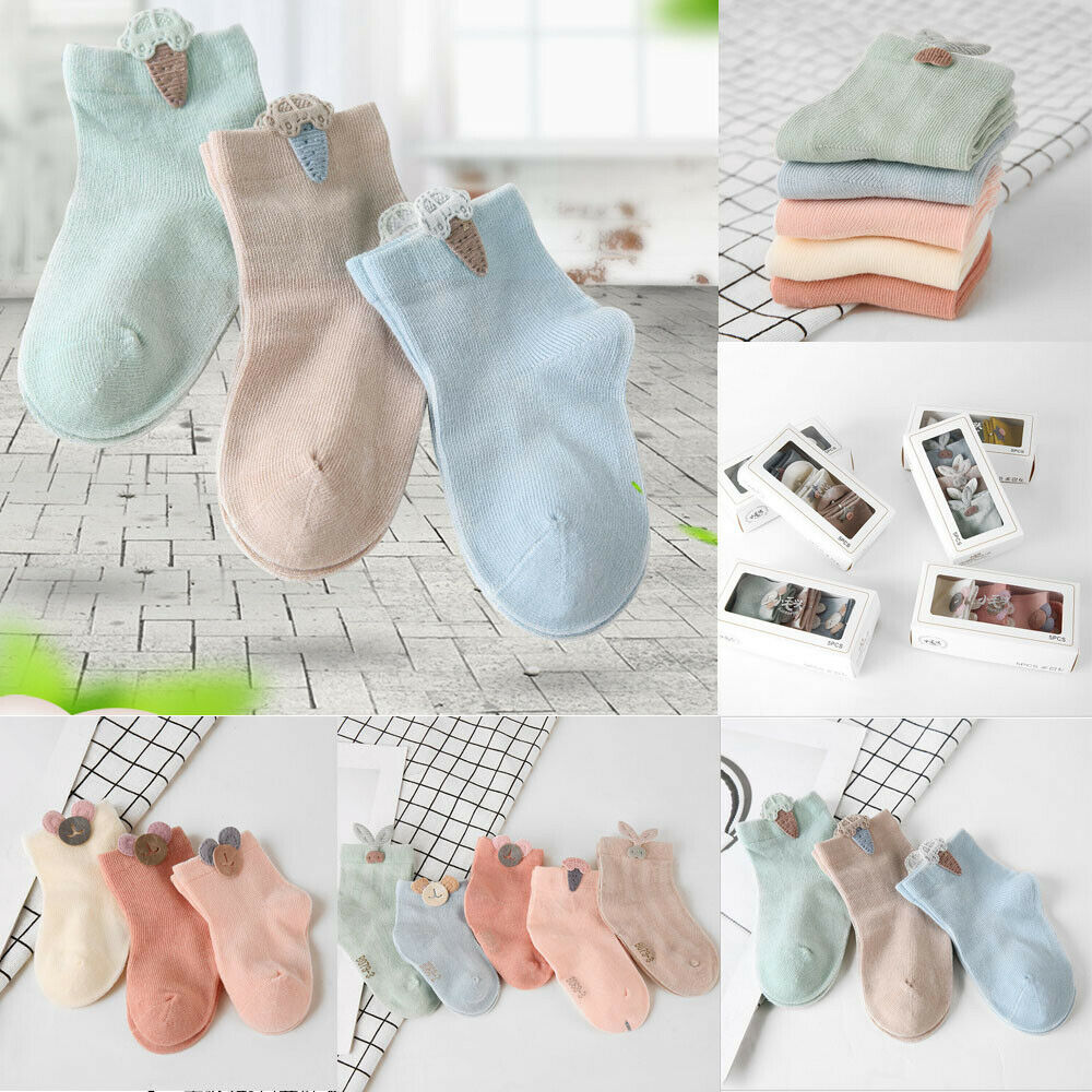 Children Accessories Toddler Girls Kids Socks Cotton Baby Leg Warm 3D Cartoon Button Socks Candy Color short Socks