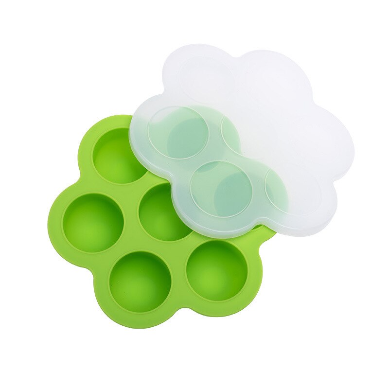 Contenedor de comida para bebé, caja de almacenamiento de frutas y leche materna, bandeja de silicona para congelador, contenedor de comida para bebé, 7 rejillas: Green