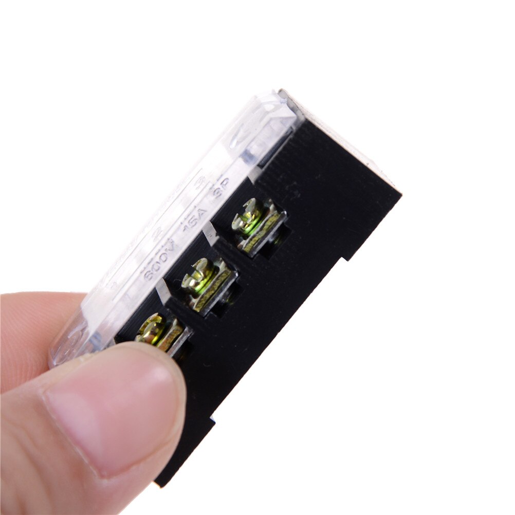 3 Stks/partij Dual Row 3 Positie Schroefklemmenblok Strip 600V 15A W Cover Tb-1503 Barrière terminal Blok