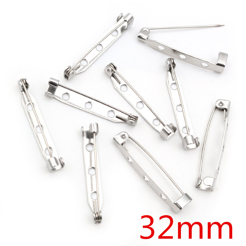 20 piezas 14 17 19 20 25 32 38mm 316 broches de acero inoxidable broches de seguridad broches configuración en blanco para DIY suministros de fabricación de joyas: Gris