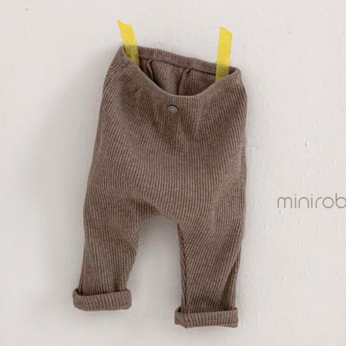 Leggings do bebê do algodão do outono simples todo o jogo infantil pp calças para o menino da criança com nervuras leggings da menina do bebê calças casuais: brown / 24M  90cm