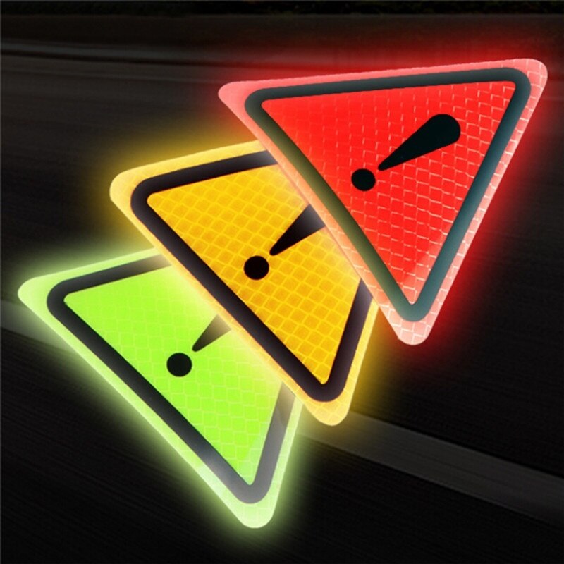 Universal Reflective Stickers Car Bodywork Decorative Plaster Motorcycle Triangle Exclamation Warning Label Reflective Warning
