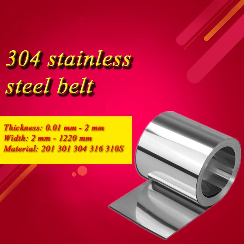 2 stk. 304 strimler af rustfrit stål tyndt stålplade 316 rustfrit stål stålplade 0.05 0.1 0.2 0.3 0.5 mm