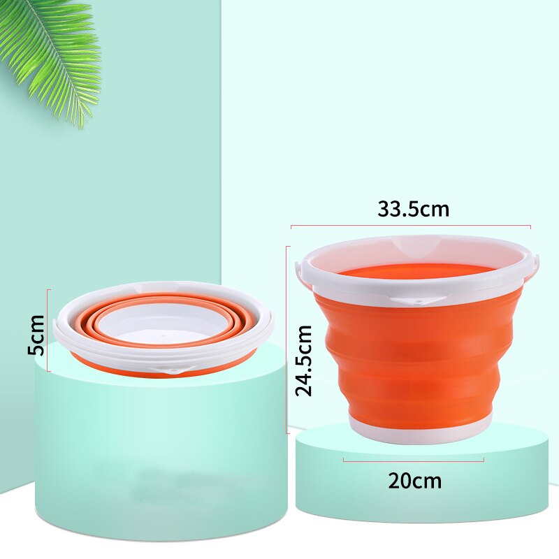 Seau pliable en silicone pour Camping Car, articles de cuisine, seau pliant: Orange