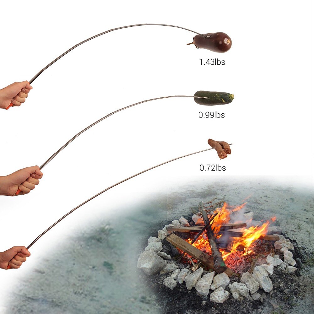 1pc Marshmallow Roasting Sticks Telescopic Smores Skewers Dog Extending Stainless Steel Fork Extra Long 59" for Fire