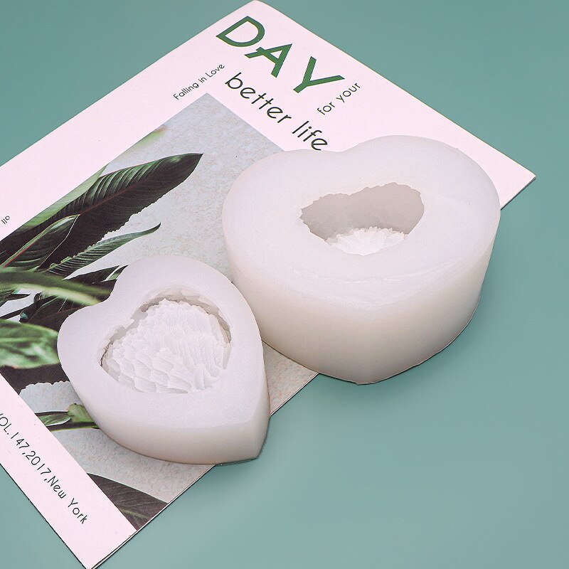 Molde de portavelas con forma de corazón y alas de Ángel, bricolaje, para aromaterapia, yeso, Fondant, pastel, manualidades de arcilla y jabón