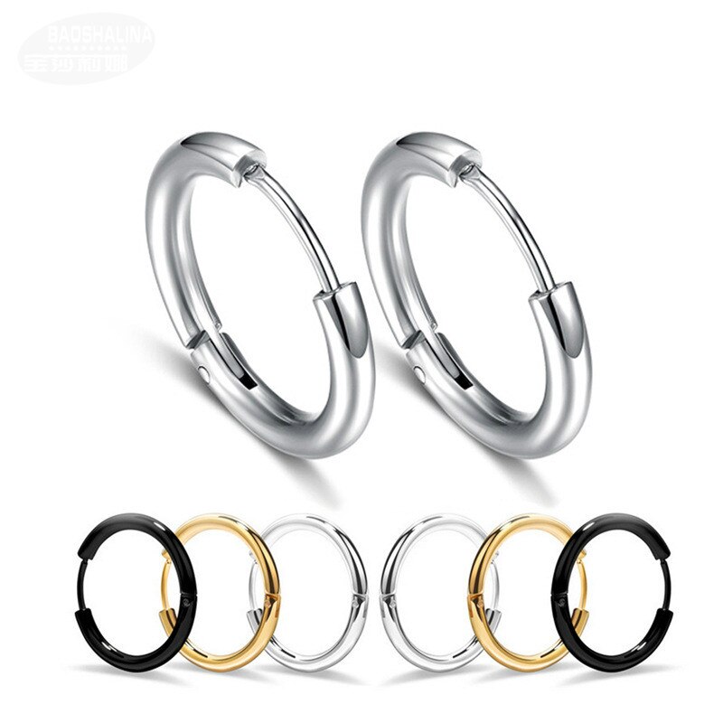 1@# Ear Ring Clip Earrings Earrings For Man Gold/Black Color Round Circle Earring