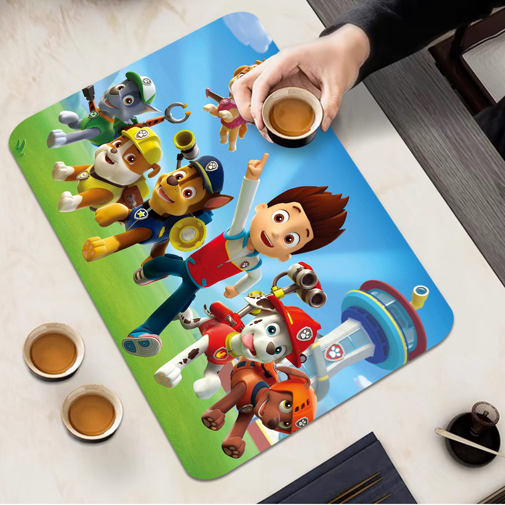 Leuke P-Poten Cartoon P-Patrols Keuken Drainage Mat Retro Stijl Schotel Droog Pads Absorberende Placemats Afdruiprek Servies matten