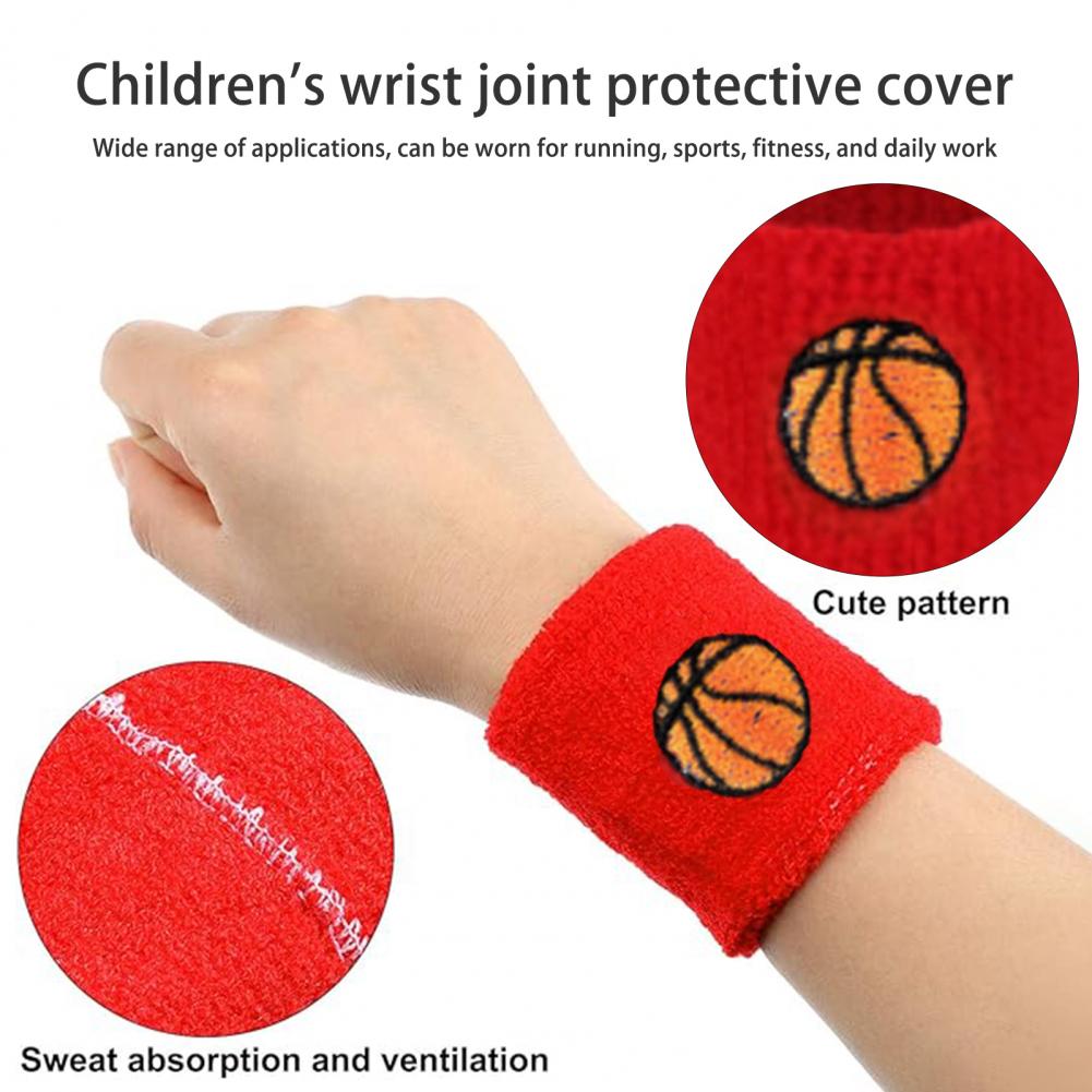 1 set barn sportpannband stretchigt svettabsorberande pojkar flickor stickat basket volleyboll handledsskydd svettband