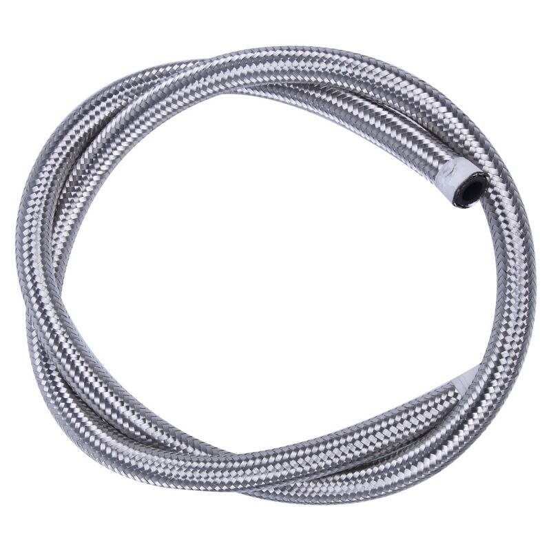 AN6 Stainless Steel Braided Fuel Oil Line Hose 1m 39in: Default Title
