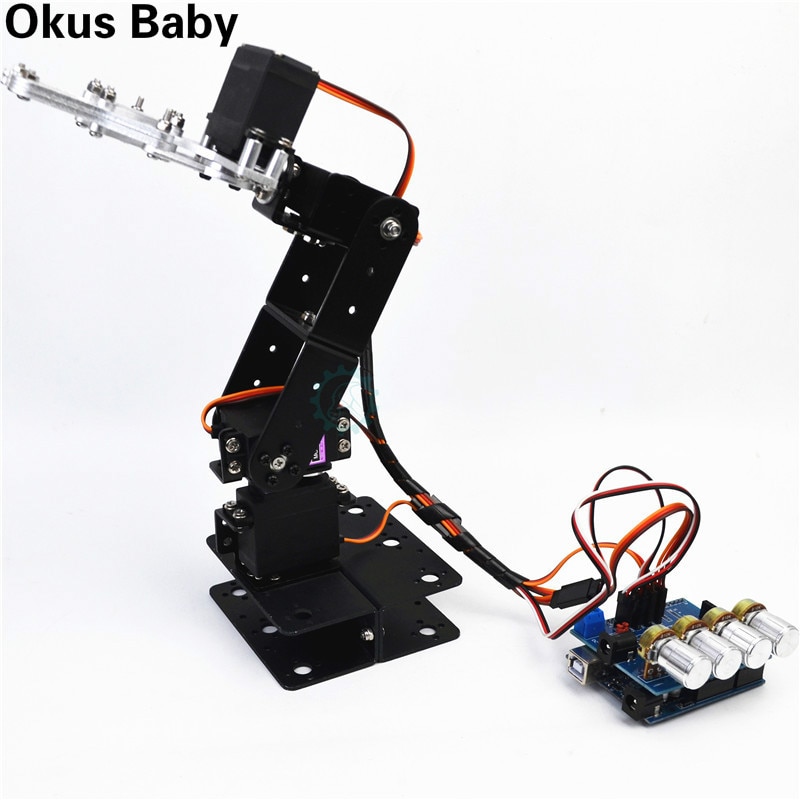 Più nuovo SNAM5300 4dof Assemblati in Lega di Alluminio Quattro di Trasporto Braccio Robotico robot FAI DA TE kit di Arduino