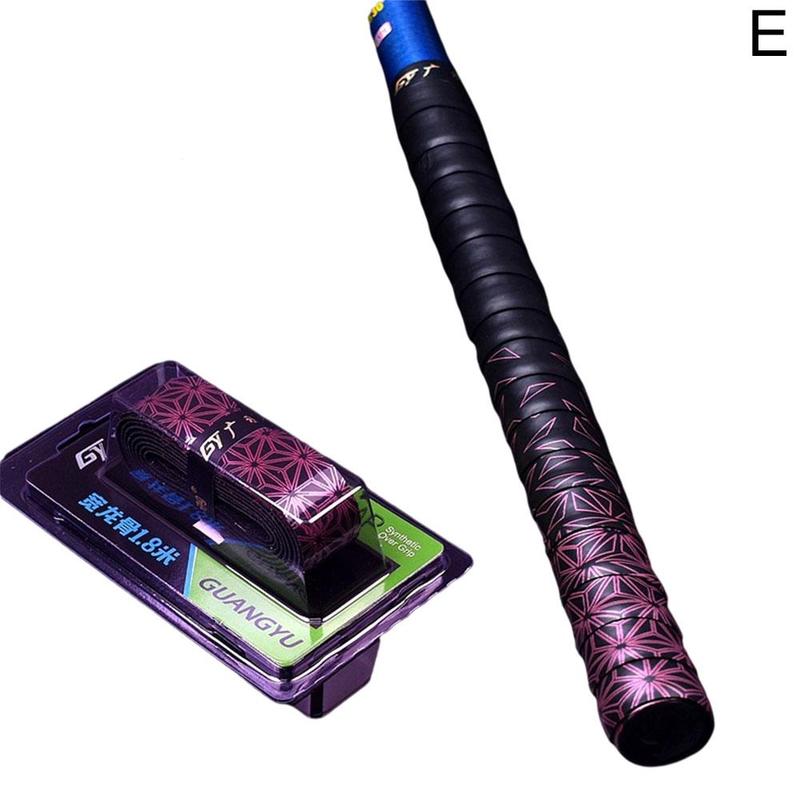 Gradient Colorful Fishing Rod Wrapped with Strap Sweatband Anti-Slip Printed Elastic Sweat Band Badminton Racket Grip Tape: E