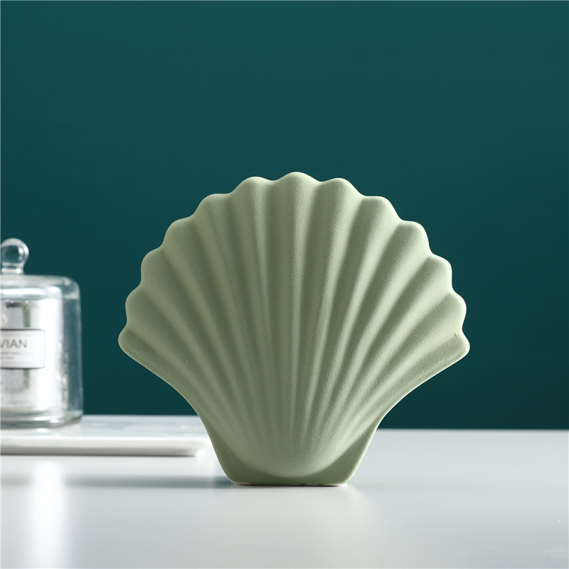 Nordic ceramics vase shell Simulated animal Modern home decorations Flower arrangement Crafts ornaments wedding vases: Green