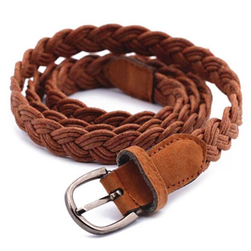 Cinturón trenzado de cuerda de cáñamo para mujer, banda de cintura trenzada, para vestido, hebilla de Metal Multicolor: Camello