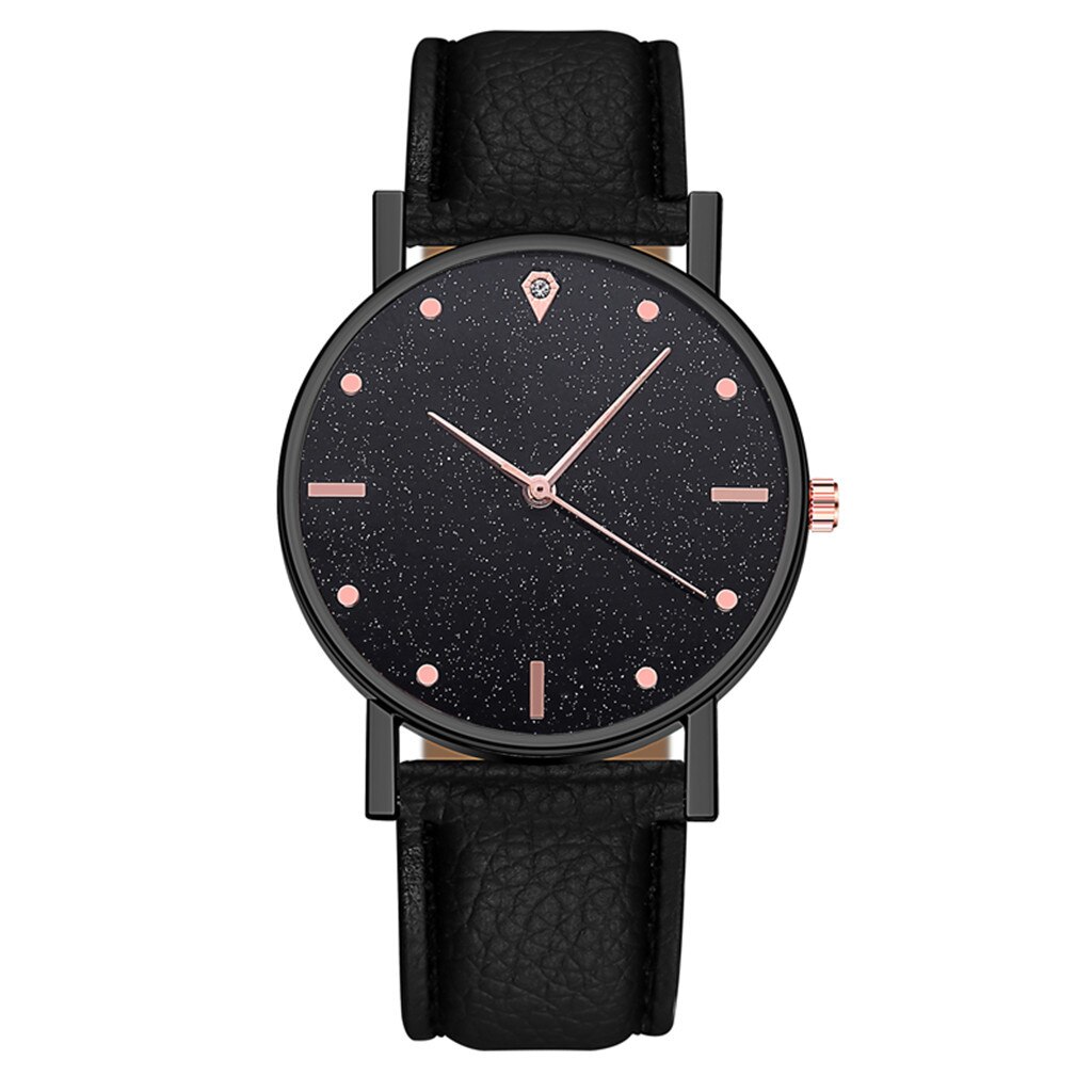 Leren stap horloge voor vrouwen luxe dameshorloge quartz horloge armband horloges klok: Zwart