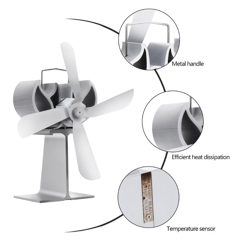 4 klinge Aluminium Wärme Versorgt Herde Kamin Fan sparen Verteilung Stille Ecofan für Holz Protokoll Brenner Heizung