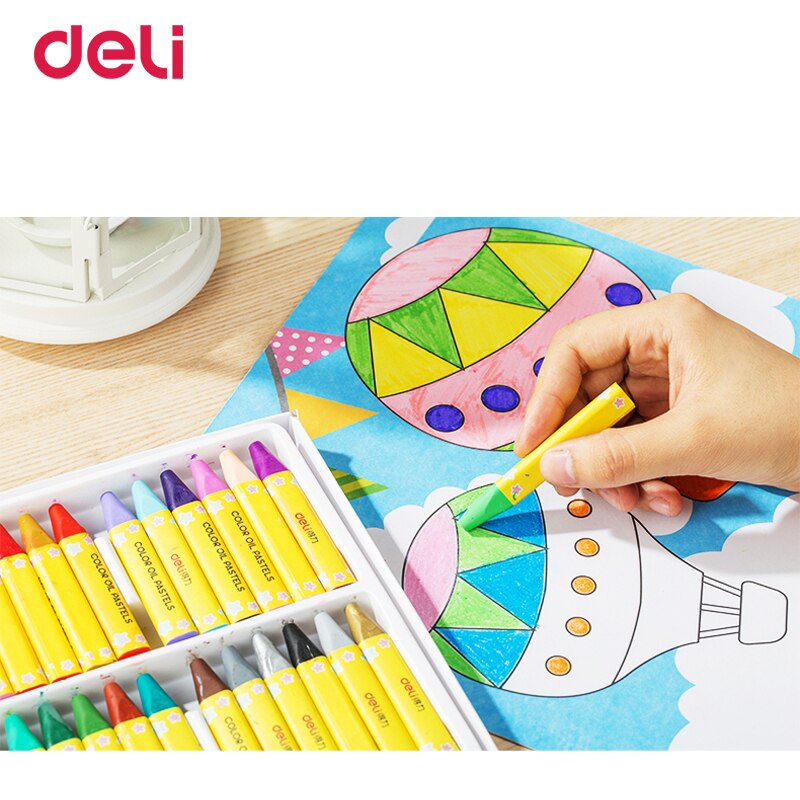 Deli -Juego de caryon de cera para dibujar para niños, 12/24/36/48 colores, suministros de arte, tiza pastel para colorear fácil, el mejor bolígrafo de