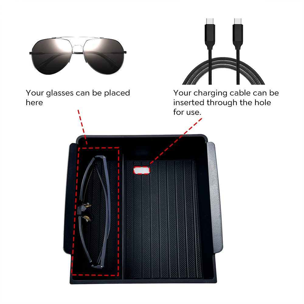 Pour Tesla modèle Y lancement 2025 modèle 3 Highland 2024 Console centrale étui de rangement pour lunettes accoudoir boîte de rangement supérieure
