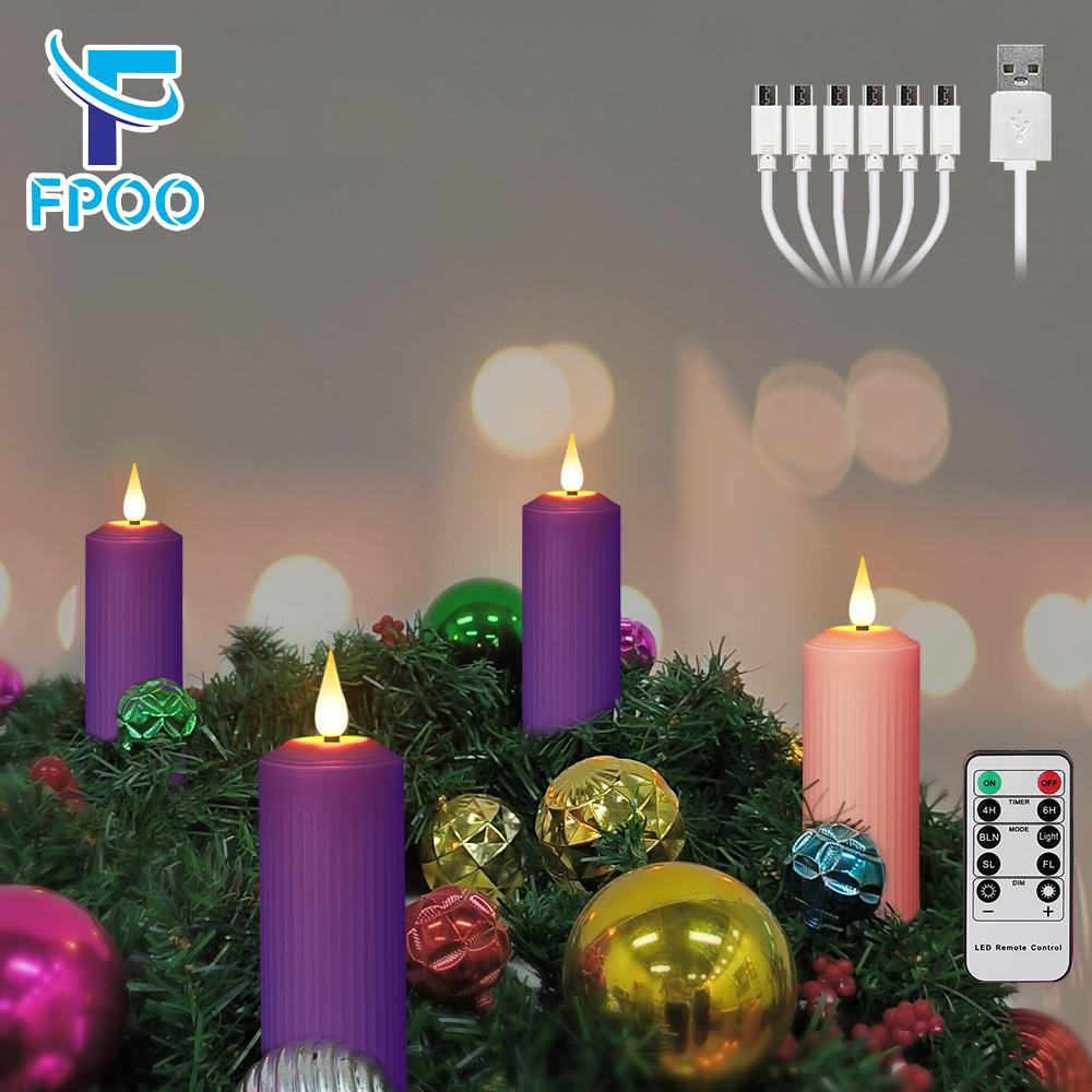Velas Led recargables por Usb, llama parpadeante con Control remoto, luz impermeable, velas de boda, lámpara de vela de decoración del hogar
