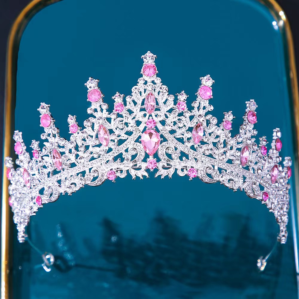 Barok Kristal Tiara 'S En Kronen Voor Vrouwen Bruid Strass Prom Diadeem Bruids Bruiloft Haaraccessoires Sieraden Kroon Tiara: Imitation Rhodium Plated
