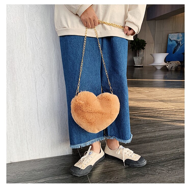 Premium Luipaard Print Pluche Liefde Keten Messenger Bag Trend Dames Messenger Bag Vrouwen Schoudertas Effen Kleur Portemonnee