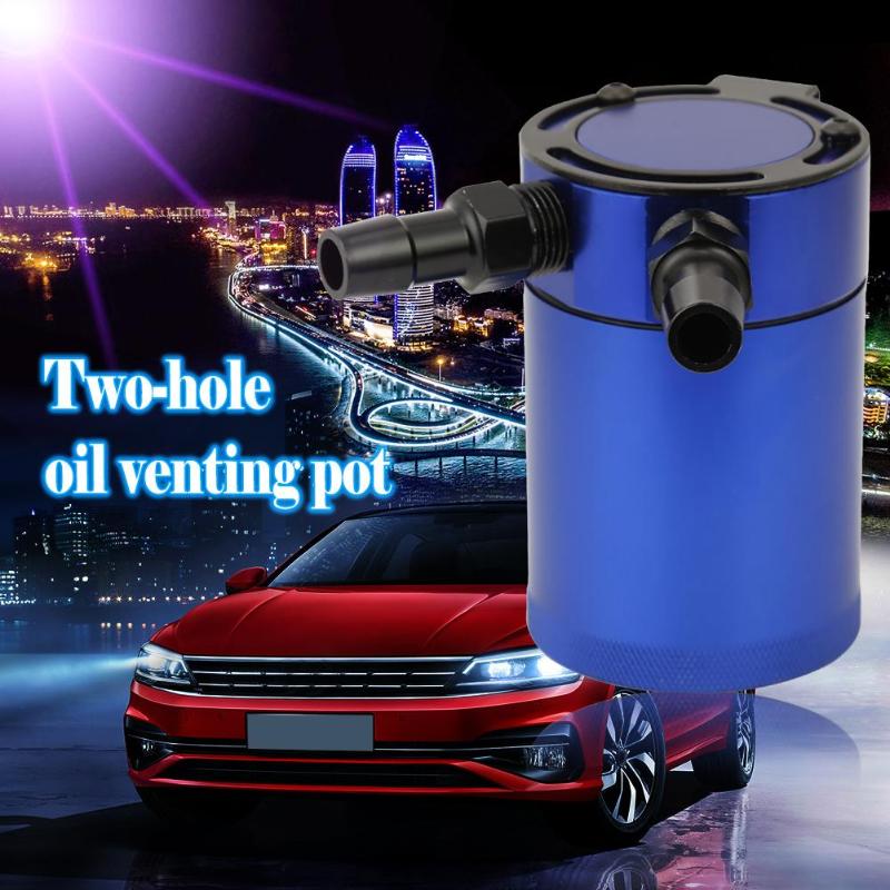 Universal 2-Port Aluminum Permeability Oil Pot Catch Can Reservoir Fuel Tank Baffled 94.7*62 mm