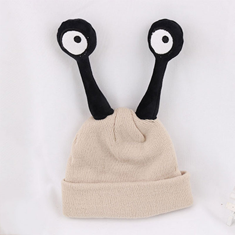 Bonnet tricoté en laine pour enfants, chapeau de bébé, mignon, insecte, escargot, dessin animé, , Crochet, hiver