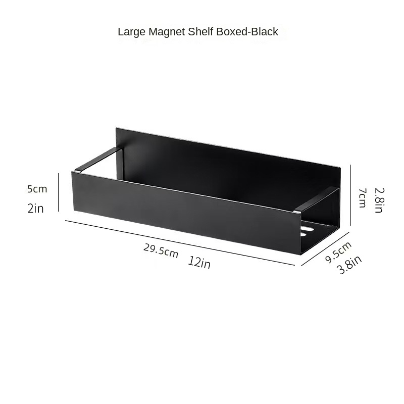 Magnetisches Lagerregal für Küchenkühlschränke, seitliche Aufbewahrung, externer Magnet, magnetisches Lagerregal, Gewürzregal, Badezimmer, Waschen: Schwarz