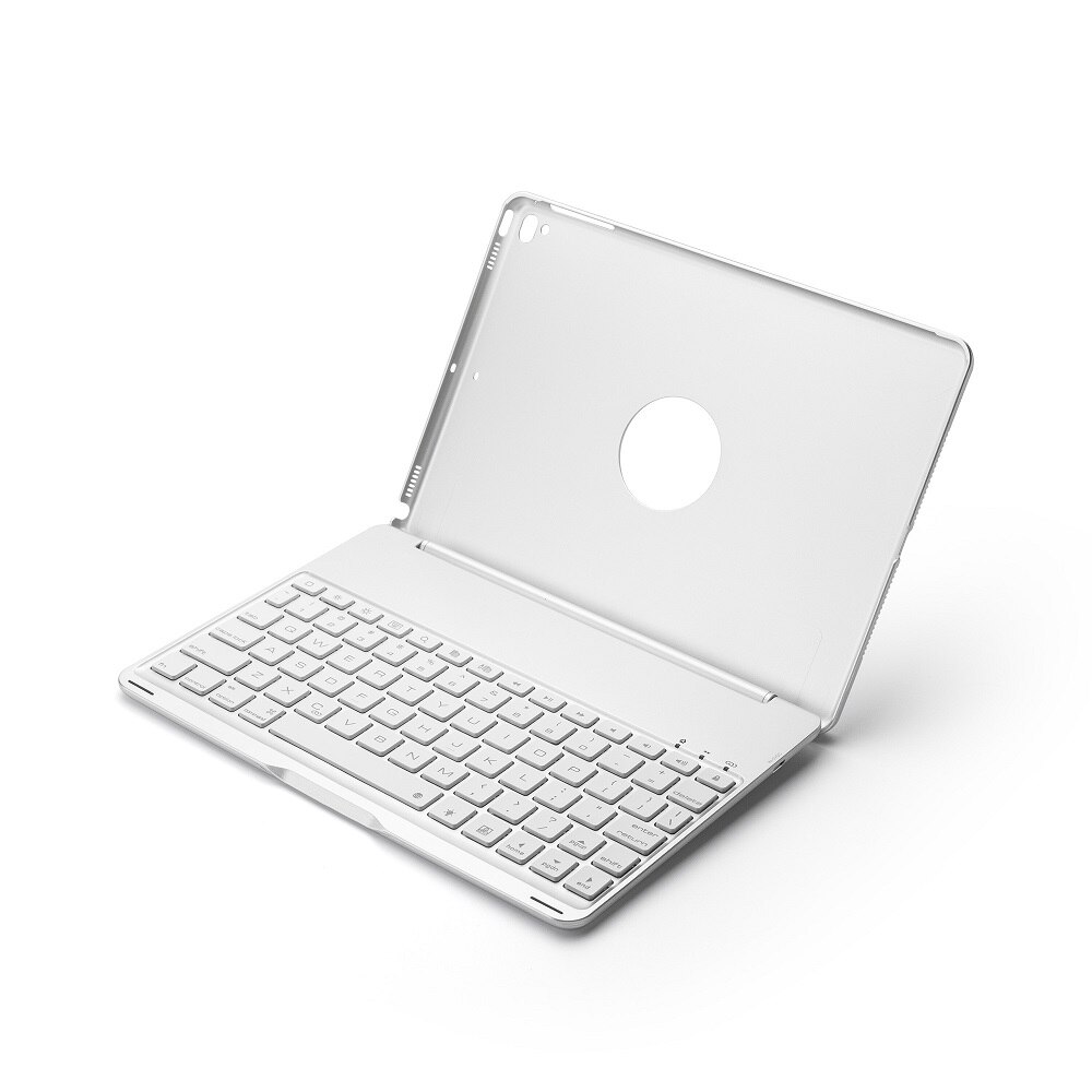 F8S F8AS F8S Pro Aluminum Alloy Colorful Backlight Bluetooth Keyboard Case with Folding Cover For iPad: F8AS Silver