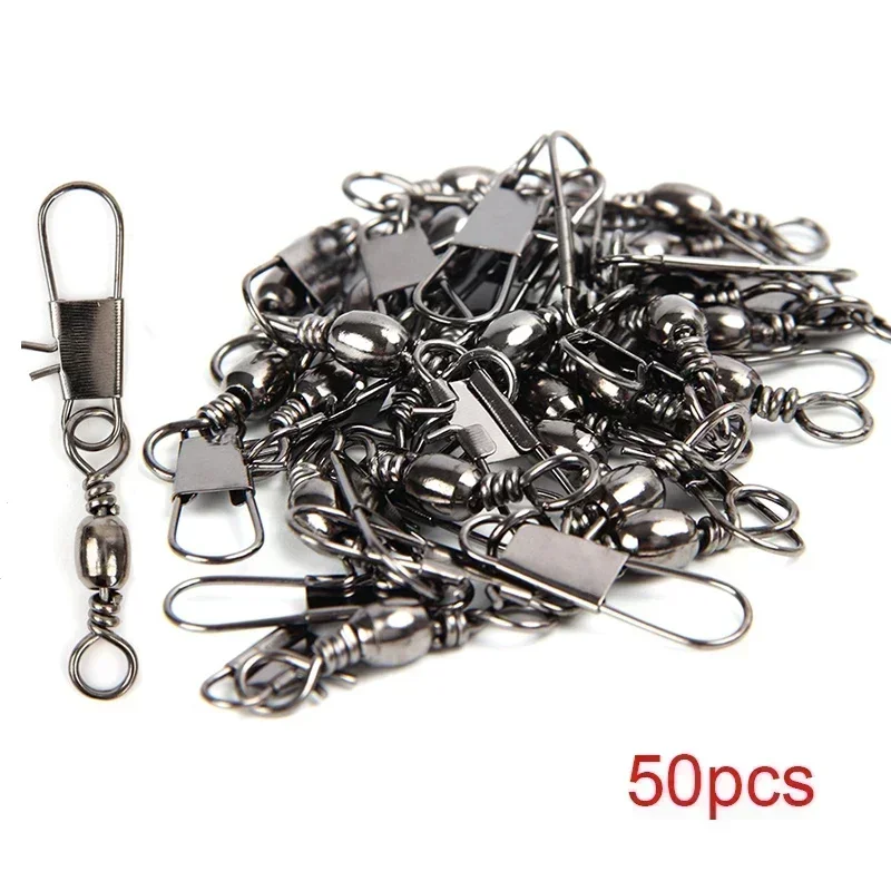 10/30/50pcs Fishing Quick Lock Clips Fishhook Rolling Swivel Buckle All for Fishing Accessories Sports Entertainment Goods Tools