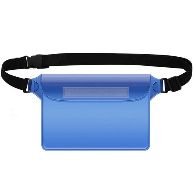 PVC Waterproof Transparent Women&#39;s Bag Outdoor Sports Fanny Pack Swim Belt Bag Storage Phone Waist Pack Handbags: blue