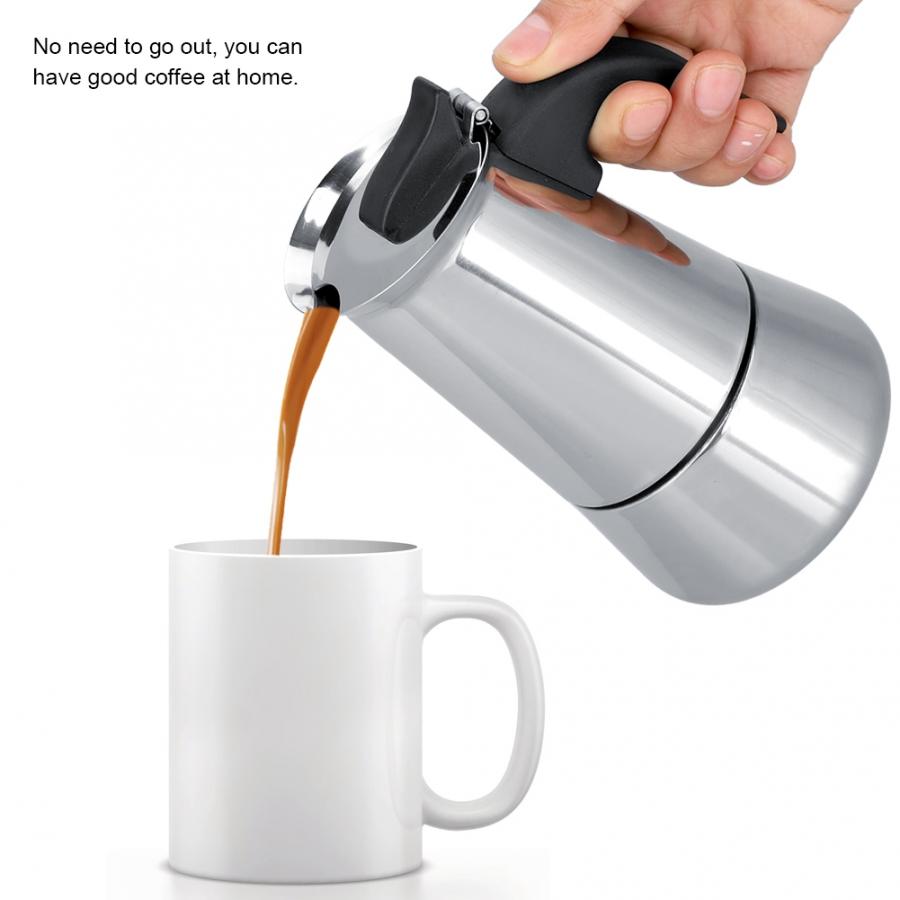 Ruostumattomasta teräksestä valmistettu kahvipannu mokka espresso latte perkolaattori liesi kahvinkeitin kattila perkolaattori juoma cafetiere latte liesi