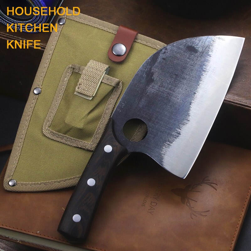 Longquan 6.5-inch manual forging kitchen knife household thickening chopping dual use chef&#39;s knife cutting meat for ladies: L-caidao1b
