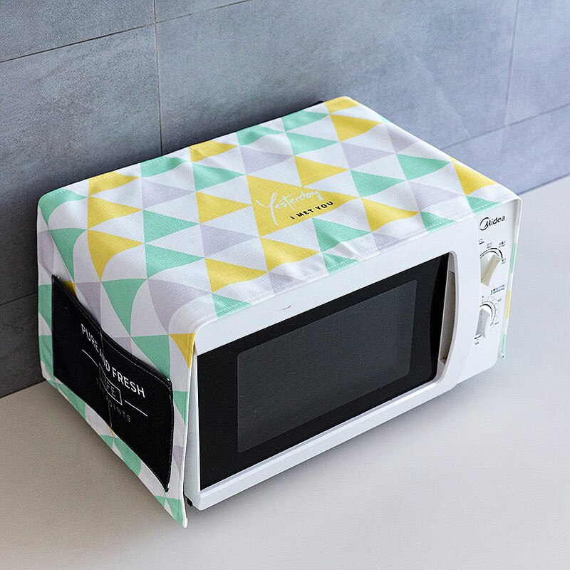 Small Fresh Microwave Oven Cover Waterproof Fabric Dust Cover Rectangular Oven Cover Cloth with Cover Towel: 4