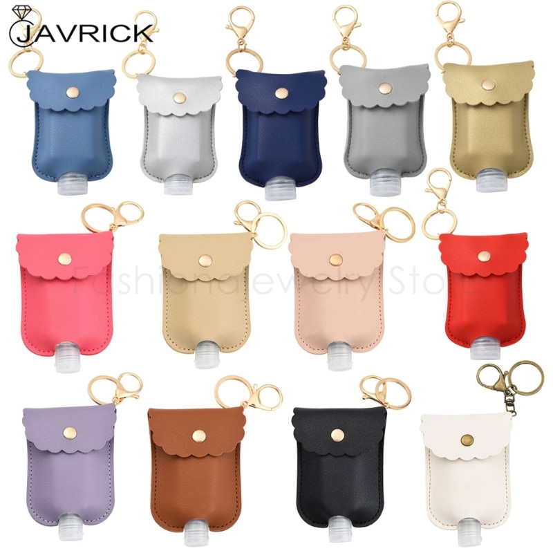 60ml Tragbare Squeeze Flasche Leere Dicht Kunststoff Reise Flasche für Hand Sanitizer mit Leder Keychain Halter Clips