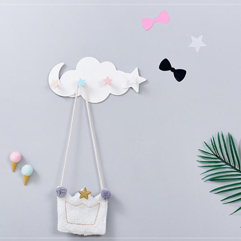 Cute Moon Star Cloud Shaped Hooks Plastic Towel Clothes Coat Hanger Wall Decorative Tool Children Bedroom Pendant