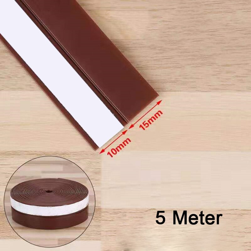 25mm Silicone Self Adhesive Door Seal Strip Weather Stripping Silicone Bottom Door Seal Soundproof Doors and Windows 201: 5meter brown