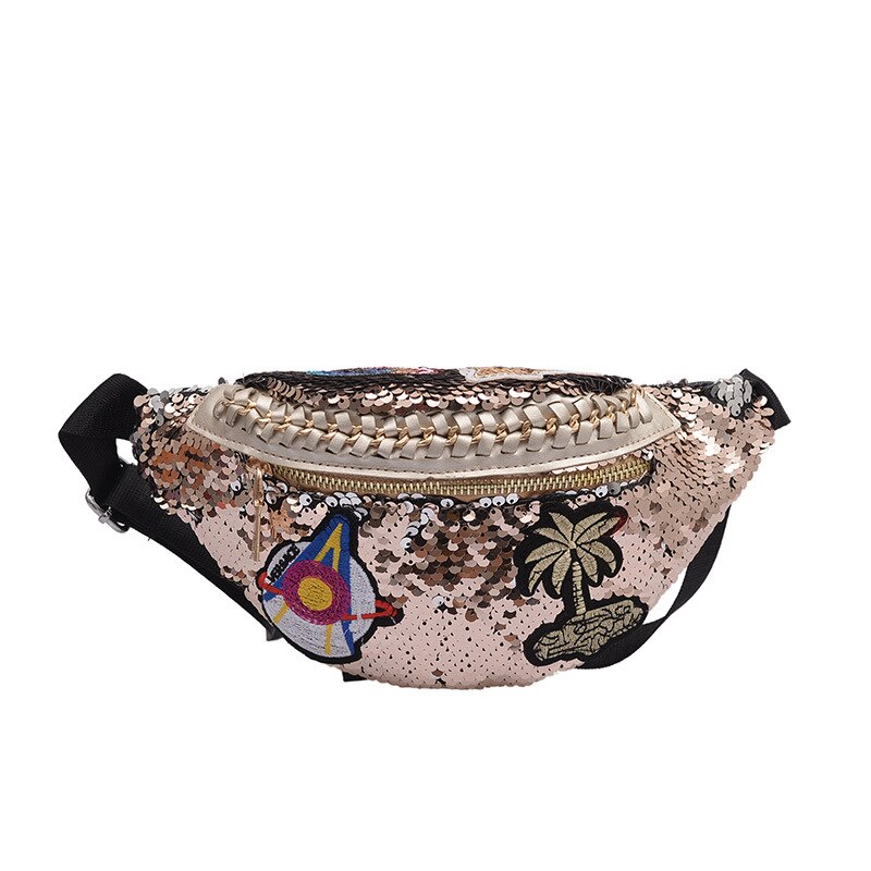 JZYZQBX Frauen Taille Pack Farbverlauf Pailletten Taille Beutel Banane Tasche fanny Pack frauen Gürtel Tasche riñonera mujer: 4 Taille Pack