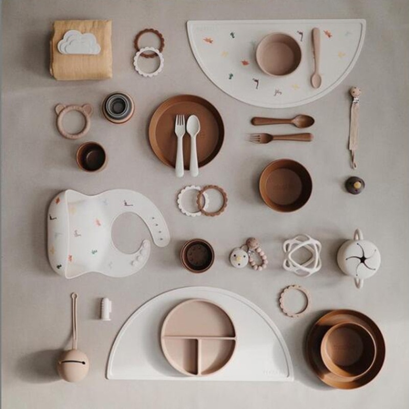 Food Safe Approve Silicone Dining Appliance Placemat Table Mat Children's Tableware Pad Kids Feeding Tableware Baby Stuff