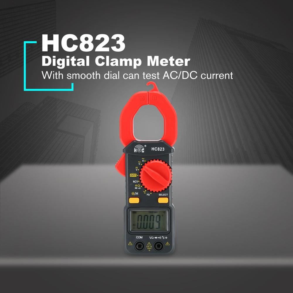 HC823 Digital Clamp Meter Mini Ammeter Clamp Multimeter Small Current Meter Voltage Current Resistance Capacitance Tester