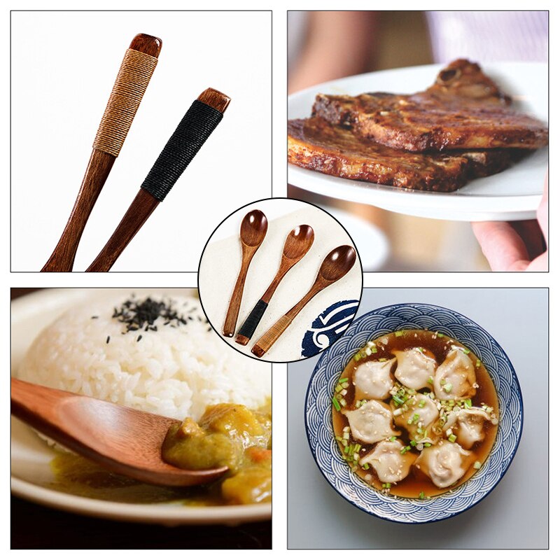 Long Handle Wooden Spoons Korean Style Natural Wood Round Spoons For Soup Cooking Mixing Stirring Kitchen Wood Soup Spoons^1