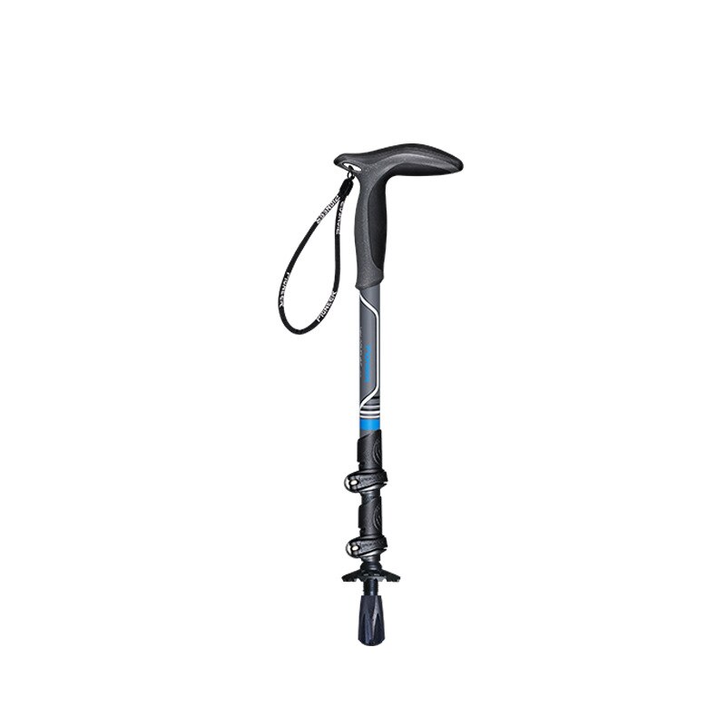 Pioneer – bâton de randonnée ultraléger et pliable en Fiber de carbone, avec poignée en T, pour Sports de plein air, béquille de Camping: Bleu