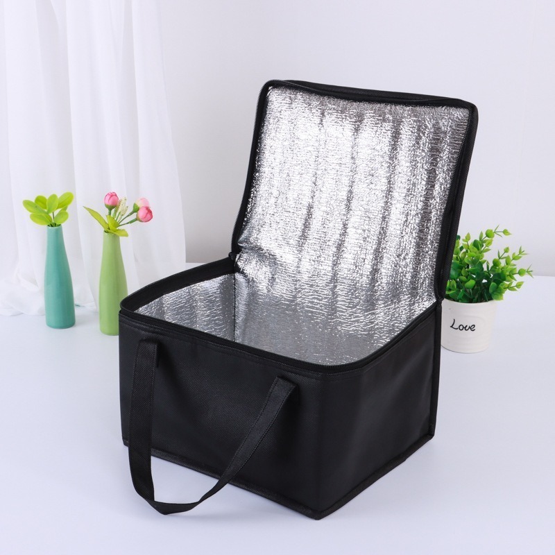 1PC Schwarz Isolierte Thermische Kühltasche Getränke Lagerung Große Gekühlte Tasche Tragbare Zip Picknick Zinn Folie Lebensmittel Panier Repas
