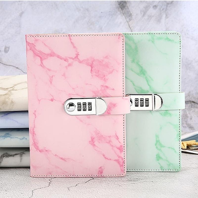 Hasło notatnik marmur tekstura 100 arkuszy osobisty pamiętnik z zamkiem kod gruby notatnik skórzany biuro szkolne notatnik