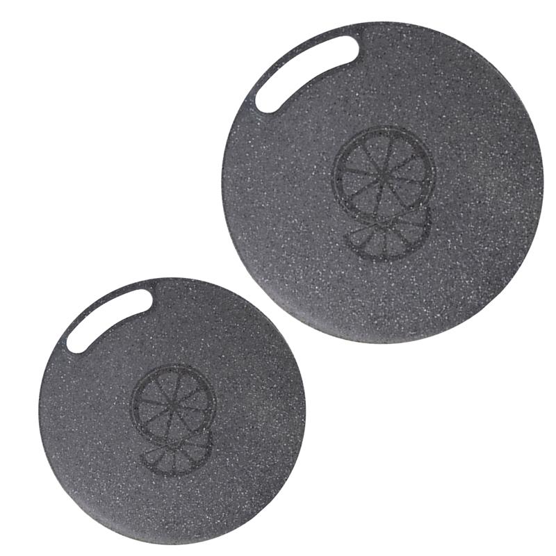 1Pc Imitation Marble Chopping Block Plastic Cutting Board Round Rectangle Hangable Fruit Vegetable Chopping Board: 2Pcs 35CM and 31CM