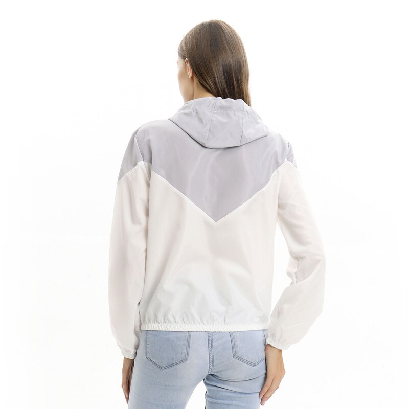 Kvinder hættetrøjer kvindelige lynlåslommer afslappet lange ærmer hættetrøjer efterår dame patchwork sport hættetrøjer femme