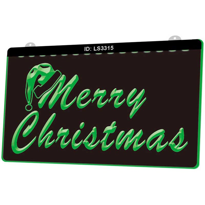 Ls3315 vrolijk kerstfeest gelukkig jaar 3d graveren led-lichtbord meerdere kleuren gratis verkoop