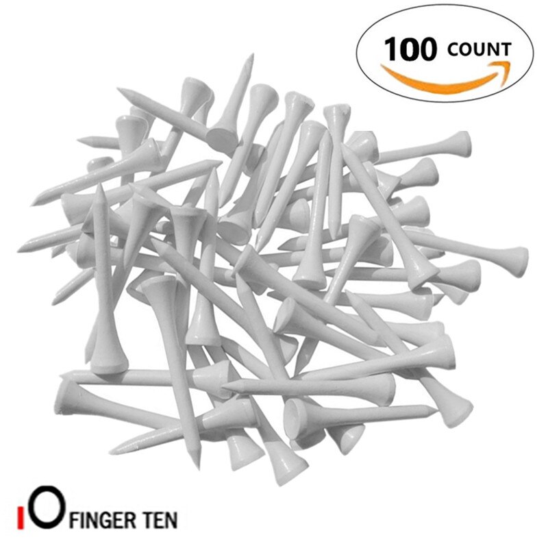 Golf tees træ 100 stk / sæt 70mm 2 3/4 tommer til driving range blå rød hvid træ blandede farver klub træningshjælp golf tee holder: Hvid 100 tæller