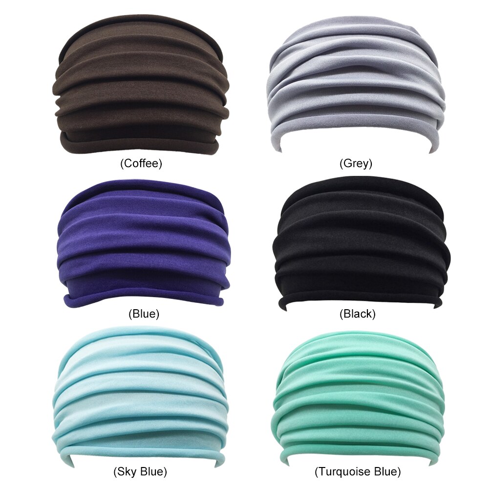 Non-Slip Elastische Vouw Yoga Hoofdband Stretch Haarband Vrouwen Wide Headwrap Effen Kleur Yoga Gym Energie Kleine Decor